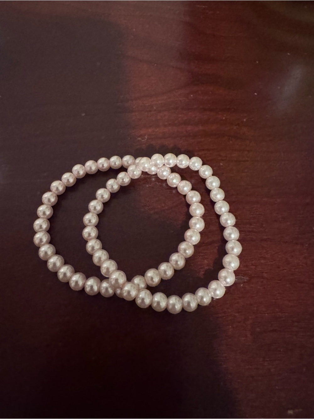 Classic Pearl Stretch Bracelet Set light pink Pearlescent Beads